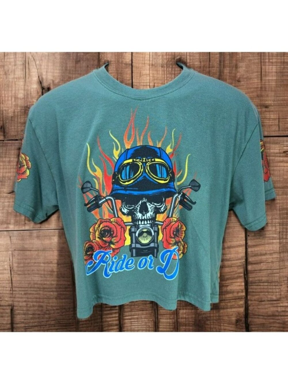 Weekend Warrior Ride Or Die Cropped T-Shirt Size Large
